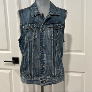 XXX Rude Blue Denim Unisex Vest SIZE Medium Y2K‎ Rock Punk Goth Emo Grunge